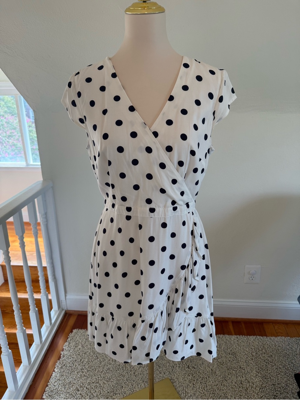 J. Crew White Mini Dress with Black Polka Dots